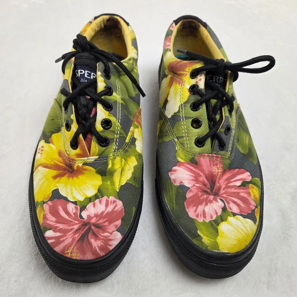 Sperry Top-Sider Men 10 Hibiscus Floral CVO Canvas Sneakers Multicolor‎ Tropical